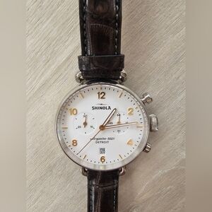 Shinola Canfield Chronograph Watch With Brown Leather Strap